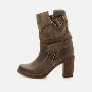 Jeffrey Campbell Ibiza Gray Suede Leather SlouchyWrap Strap Boots, size 7.5